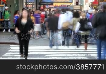 Time lapse of a crowded city crosswalk in New York City