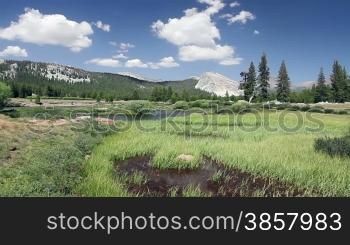 Time lapse of a river in Tuolumne Meadows in Yosemite National Park