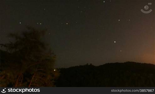 Time lapse of stars passing behind a hill in the Smokey Mountains