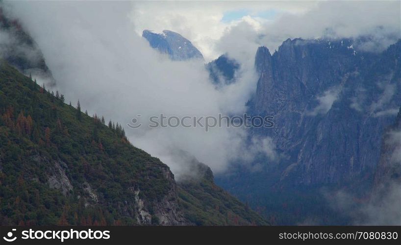 Time lapse of storm clouds blowing in Yosemite
