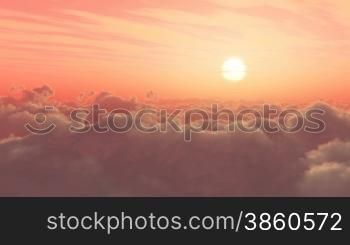 time lapse of sunrise or sunset, above the clouds,Clouds billowing.