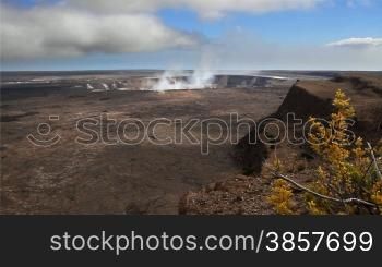 Time lapse of the crater at Kilauea in Hawaii as steam vents out