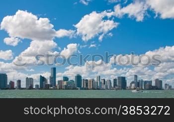 Time lapse of the Miami skyline on a sunny day