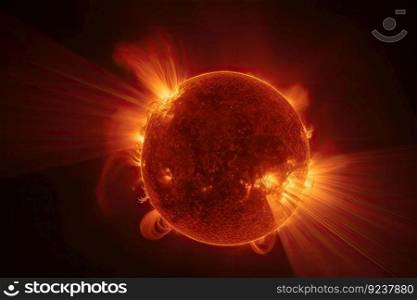 time-lapse of the sun, with flares and coronal mass ejections visible in dramatic close-up, created with generative ai. time-lapse of the sun, with flares and coronal mass ejections visible in dramatic close-up