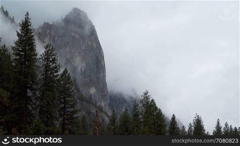 Time lapse view of ominous storm in Yosemite infront of El Capitan