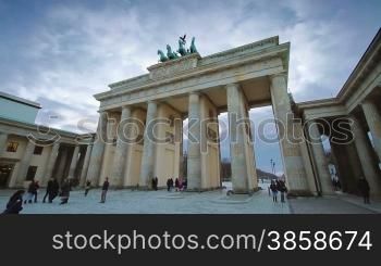 Time lapse view on Brandenburg gate in Berlin one of the most well known landmarks of Germany