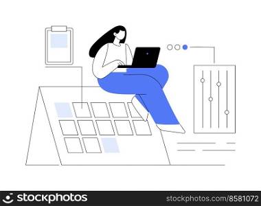 Time management abstract concept vector illustration. Time tracking tool, management software, effective planning, productivity at work, clock, control system, project schedule abstract metaphor.. Time management abstract concept vector illustration.