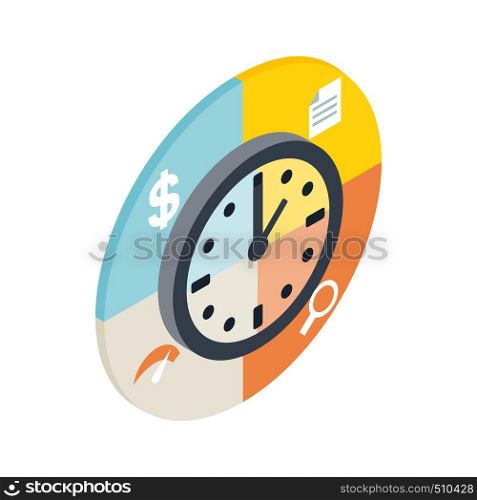 Time management icon in isometric 3d style isolated on white background. Time management icon, isometric 3d style
