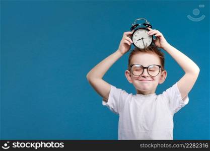 Time management. Morning. little boy with alarm clock. Happy childhood. happy child with retro clock. Define your own rhythm of life. Happy hours concept. Schedule and timing.. Time management. Morning. little boy with alarm clock. Happy childhood. happy child with retro clock. Define your own rhythm of life. Happy hours concept. Schedule and timing