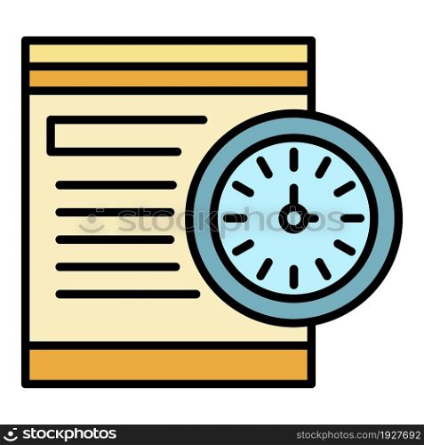Time paper payment icon. Outline time paper payment vector icon color flat isolated. Time paper payment icon color outline vector