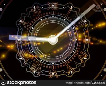 Time Space. Faces of Time series. Image of clock dials and abstract elements in conceptual relevance to science, education and modern technologies