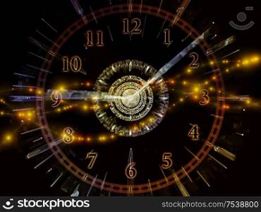 Time Space. Faces of Time series. Image of clock dials and abstract elements in conceptual relevance to science, education and modern technologies