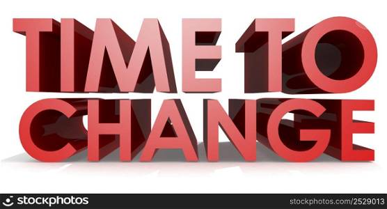 Time to change word isolated, 3d rendering