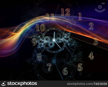 Time Watch. Faces of Time series. Backdrop of clock dials and abstract elements for use in projects on science, education and modern technologies