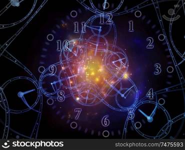 Time Watch. Faces of Time series. Background composition of  clock dials and abstract elements on the subject of science, education and modern technologies