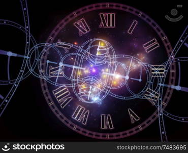 Time Watch. Faces of Time series. Background composition of clock dials and abstract elements on the subject of science, education and modern technologies