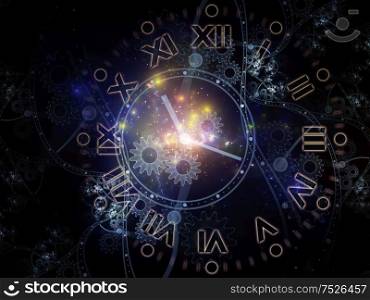 Time Watch. Faces of Time series. Background composition of clock dials and abstract elements on the subject of science, education and modern technologies