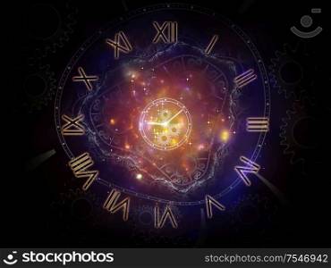 Time Watch. Faces of Time series. Background composition of clock dials and abstract elements on the subject of science, education and modern technologies