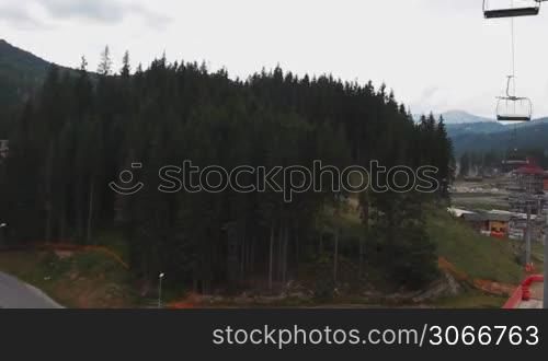timelapse aerial view of carpathian mountains, shooting from funicular