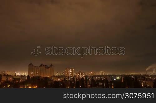 Timelapse cityscape night time at vivid colorful style changing into day