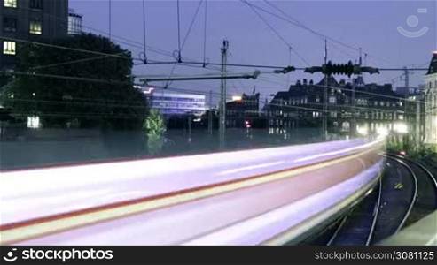 Timelapse Of High Speed Trains And Railroad Rails