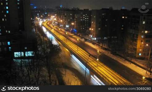 timelapse of night traffic in Kiev