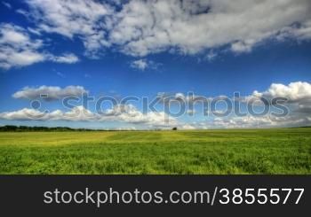 Timelapse summer landscape with clouds.