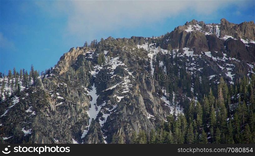 Timelapse view of rugged mountains in the Sierra Nevada mountain range