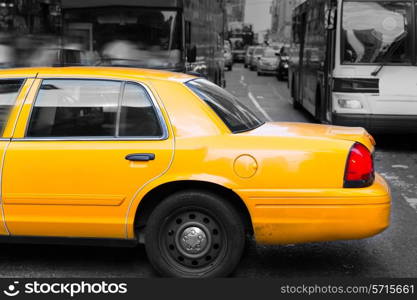 Times Square New York yellow cab taxi daylight US