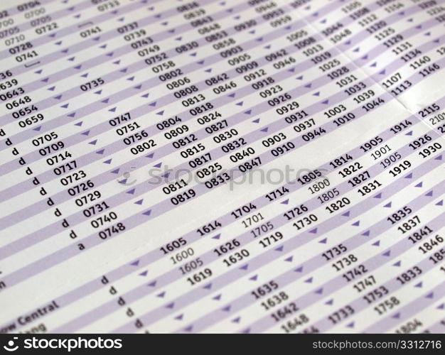 Timetable. Timetable of arrivals and departures of trains