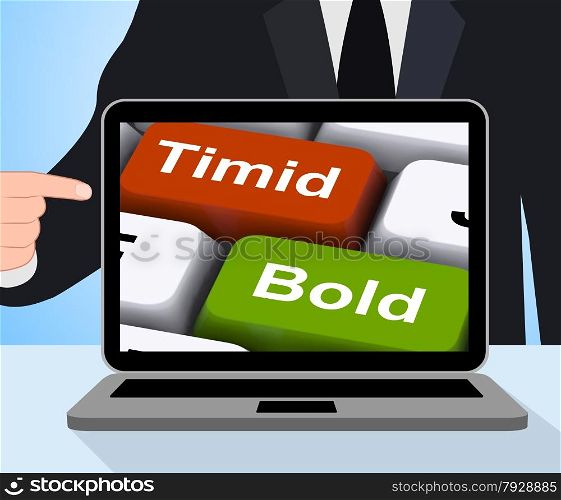Timid Bold Computer Showing Shy Or Outspoken