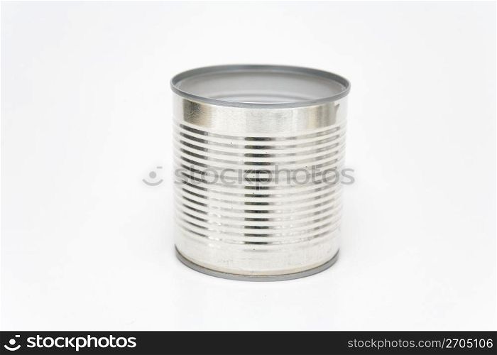 Tin can on a white background