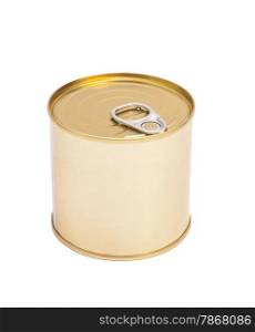 Tin can over white background