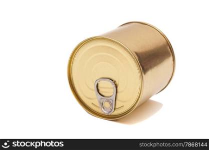 Tin can over white background
