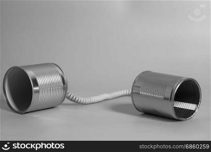 Tin can phone. Communication concept .
