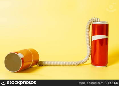 Tin can phone. communication concept .