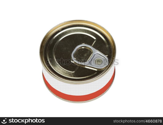 Tin closed preserved isolated on white background
