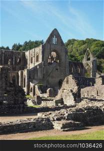 Tintern Abbey (Abaty Tyndyrn in Welsh) ruins in Tintern, UK. Tintern Abbey (Abaty Tyndyrn) in Tintern