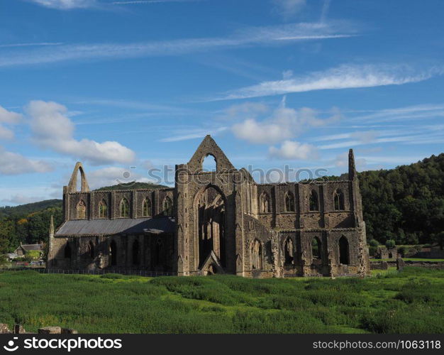 Tintern Abbey (Abaty Tyndyrn in Welsh) ruins in Tintern, UK. Tintern Abbey (Abaty Tyndyrn) in Tintern