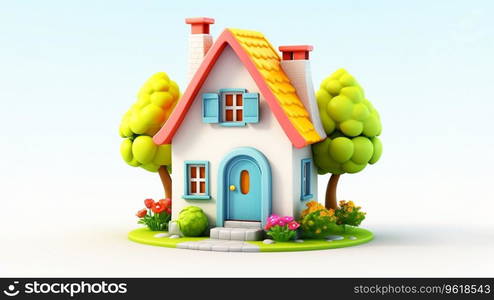 Tiny Cute 3D House, A Miniature Wonderland of Adorable Charm white background Ai generated