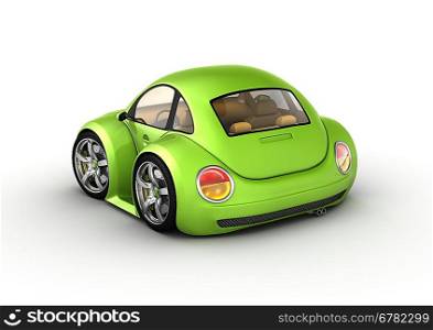 Tiny green car (3d isolated on white background micromachines series)