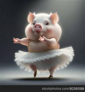 Tiny pig dances with big personality AI generated