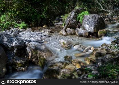 Tiny Rapids at the Val Vertova Torrent Lombardy near Bergamo in Italy
