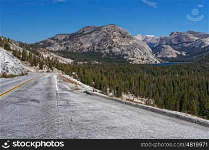 Tioga Road near Tenaya Lake in Yosemite National Park