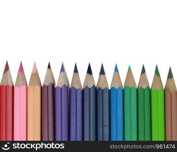 Tip of a colored pencil isolated on white background and have clipping paths.