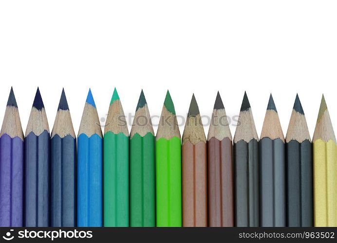 Tip of a colored pencil isolated on white background and have clipping paths.