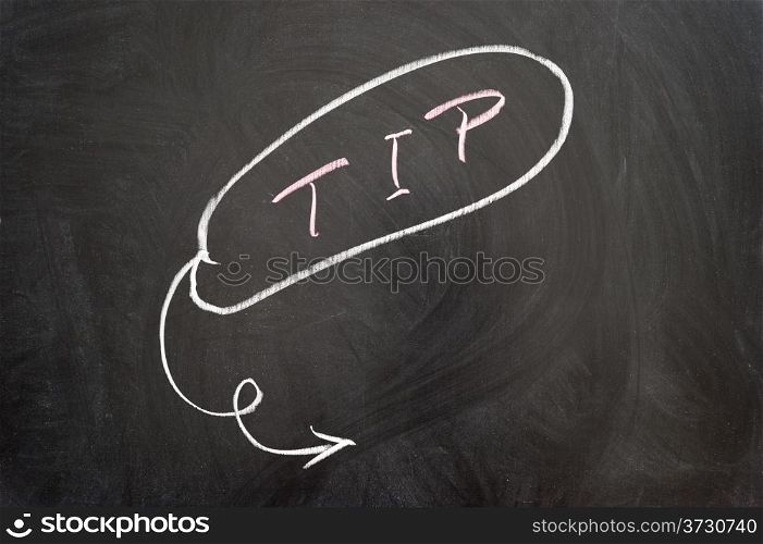 Tip word and sign drawn on the chalkboard