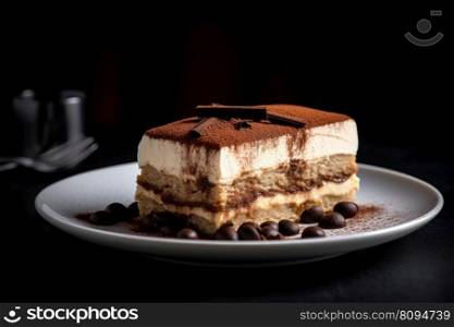 Tiramisu cake with chocolate. Biscuit food. Generate Ai. Tiramisu cake with chocolate. Generate Ai