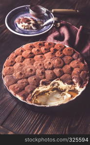 Tiramisu in baking dish