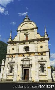Tirano, Sondrio province, Valtellina, Lombardy, Italy  exterior of the historic church of Madonna di Tirano